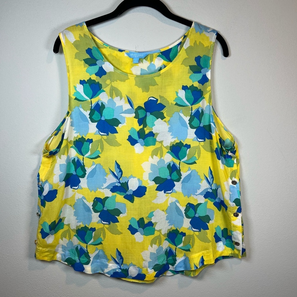 Draper James Rsvp Womens Button Side Floral Tank … - image 1